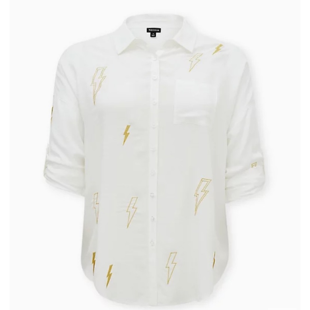 Torrid-Drop Shoulder Button-Front Top - Lightning… - image 1